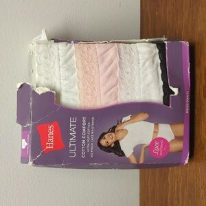 5/S 100%Cotton Lace Band Brief Panties Hanes New damaged box